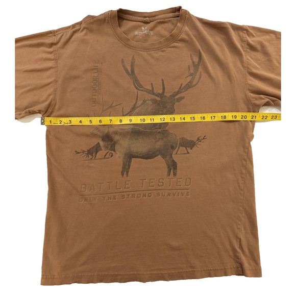 Outdoor Life Nature TShirt Mens Large Fader Brown Elk Deer Hunting Gorpcore - Picture 4 of 6